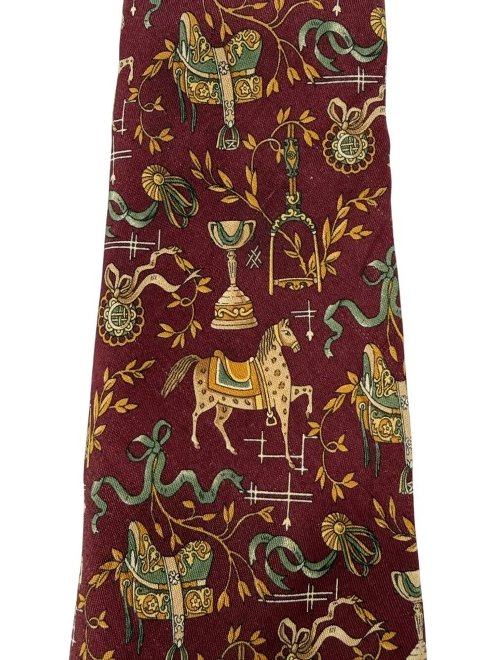 Salvatore Ferragamo 100% Silk Neck Tie Show Horse Equestrian Whimsical Novelty